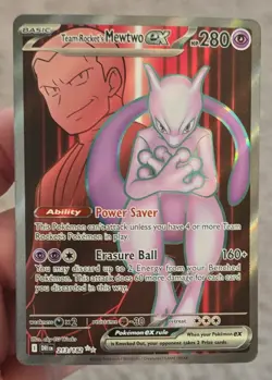 Pokemon Team Rocket's Mewtwo ex SV10: Destined Rivals Ultra Rare Holo 213/182 NM - Image 1
