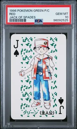 1996 POKEMON GREEN VERSION PLAYING CARDS JACK OF SPADES RED PSA 10 - Image 1