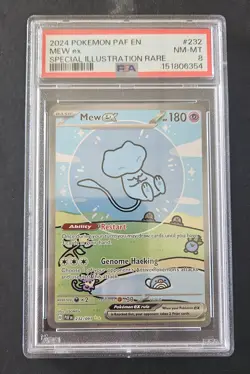 2024 POKEMON PAF EN-PALDEAN FATES SPECIAL ILLUSTRATION RARE #232 MEW EX PSA 8 - Image 1