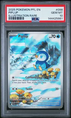2025 POKEMON PFL EN-PHANTASMAL FLAMES ILLUSTRATION RARE #098 PIPLUP PSA 10 - Image 1