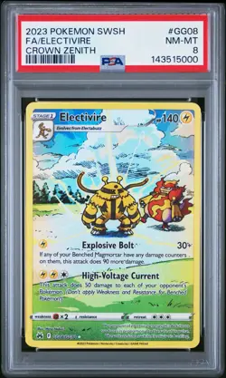 SEND AN OFFER - 2023 POKEMON CROWN ZENITH GG08 FULL ART/ELECTIVIRE PSA 8 - Image 1