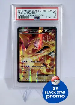 2016 Pokemon XY Black Star XY121 Full Art Charizard EX Promo Red Blue PSA 7 - Image 1