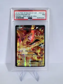 2016 Pokemon XY Black Star XY121 Full Art Charizard EX Promo Red Blue PSA 7 - Image 2