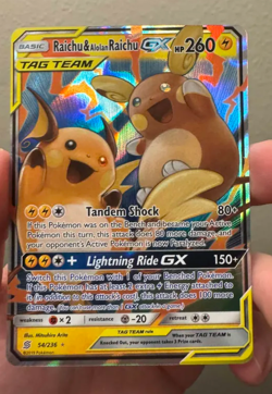Raichu & Alolan Raichu GX 54/236 Pokemon Sm-Unified Minds Holo - Image 1