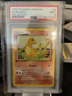 GERMAN 1999 POKEMON GLUMANDA CHARMANDER 1ST EDITION 46/102 PSA 9 MINT - Image 1