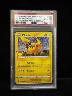 2020 POKEMON SWSH PROMO GENERAL MILLS 25TH ANNIVERSARY #039 PIKACHU-HOLO PSA 10 - Image 1