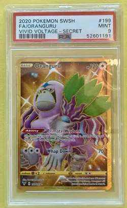 PSA 9 - 2020 Pokemon SWSH Vivid Voltage Oranguru Gold Full Art - 199/185 - Image 1