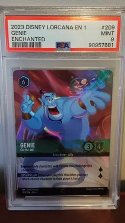 Double Sword Error Genie PSA 9 Enchanted Lorcana First Print Run *RARE! 209 - Image 1