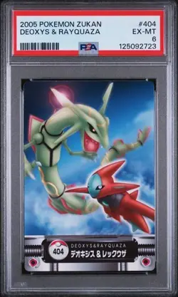 Japanese Pokemon Card 2005 Bandai Zukan RAYQUAZA & DEOXYS #404 - PSA 6 RARE - Image 1