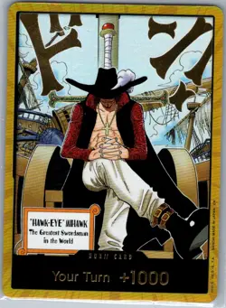 DON!! Card (Dracule Mihawk) (Gold) English Azure Sea's Seven - One Piece - NM - Image 1