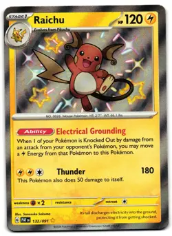 Raichu 132/091 - Paldean Fates Shiny Rare Pokemon TCG - LP Card - Image 1