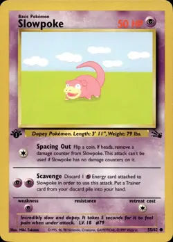 SLOWPOKE 55/62 COMMON FOSSIL POKEMON 1ST EDITION LP - Image 1