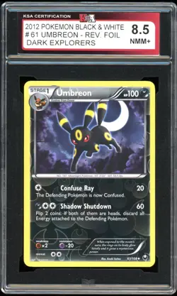 2012 Pokemon Dark Explorers #61 Umbreon Reverse Holo KSA 8.5 NMM+ - Image 1