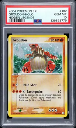 2004 POKEMON EX HIDDEN LEGENDS #102 GROUDON-HOLO PSA 10 - Image 1