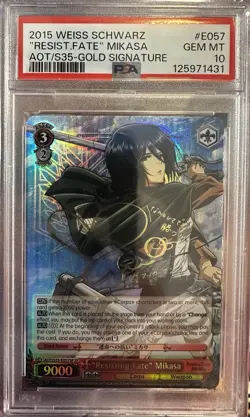 2015 Weiss Schwarz Attack on Titan "Resisting Fate" Mikasa Signature SP PSA 10 - Image 1