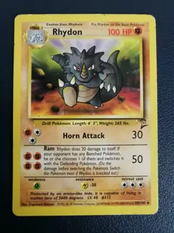 Pokemon Card Rhydon 59/130 Base Set 2 Uncommon WOTC - Image 1