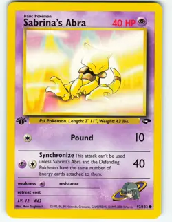 Sabrina's Abra - 1st Edition - 93/132 Gym Challenge - Pokemon TCG - 2000 - Image 1