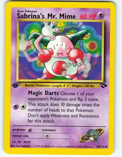 Sabrina's Mr. Mime - 1st Edition - 59/132 Gym Challenge - Pokemon TCG - 2000 - Image 1