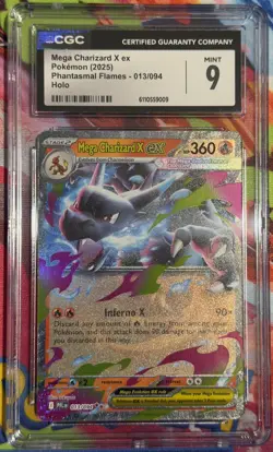Mega Charizard X EX 013/094 Phantasmal Flames CGC 9 Mint Holo Pokemon Card - Image 1