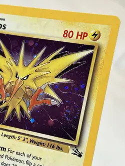 really nice Swirl 🌀 Zapdos 11/62 ~ Pokemon TCG ~ Fossil ~ Holo Rare ~ NM / LP+ - Image 4