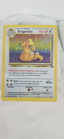 Pokemon TCG Dragonite Fossil 4/62 Holo Rare Unlimited English 1999 - Image 1