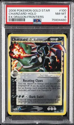 2006 POKEMON EX DRAGON FRONTIERS GOLD STAR #100 CHARIZARD-HOLO PSA 8 - Image 1