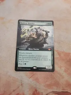 Railway Brawler Extended Art Foil Outlaws Of Thunder Junction MTG NM - Image 1