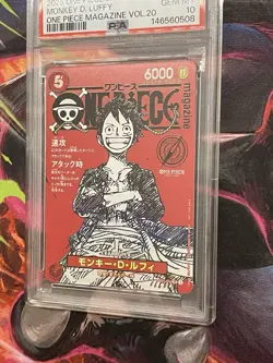 Monkey D. Luffy One Piece Magazine Vol.20 014 Promo Leader 6000 Power JP PSA 10 - Image 2