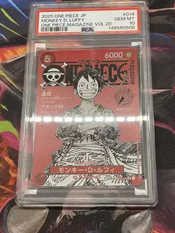 Monkey D. Luffy One Piece Magazine Vol.20 014 Promo Leader 6000 Power JP PSA 10 - Image 5