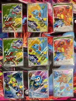 Pokemon First Partner Illustration Collection Kanto Starter Set Series 1-9 Cards - Image 1