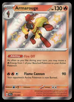 Pokemon Cards Armarouge 115/091 Paldean Fates Shiny Rare NM *2 - Image 1