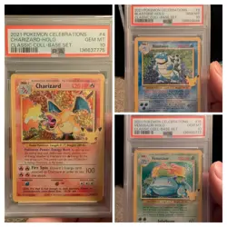 Pokemon 2021 Celebrations PSA 10 Charizard, Blastoise, Venusaur Holo Set - Image 1