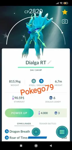 Pokemon Shiny Dialga Origin - Roar of Time - Tr.a.d.e 20k stardust or P.T.C - Image 1