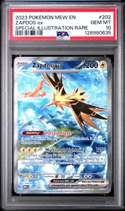 2023 POKEMON MEW EN-151 SPECIAL ILLUSTRATION RARE #202 ZAPDOS EX PSA 10 - Image 1