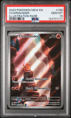 2023 POKEMON MEW EN-151 ILLUSTRATION RARE #168 CHARMANDER PSA 10 - Image 1