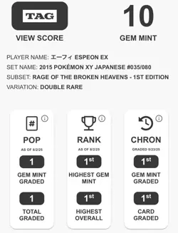 ESPEON EX 2015 POKEMON XY JAPANESE #035/080 1ST Edition DOUBLE RARE - Image 3