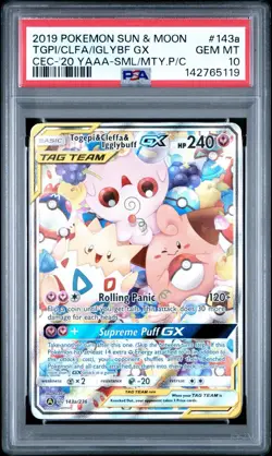 2019 POKEMON SUN & MOON COSMIC ECLIPSE TOGEPI & CLEFFA & IGGLYBUFF GX PSA 10 - Image 1