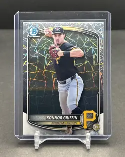 2025 BOWMAN DRAFT CHROME MLB #BDC-102 Konnor Griffin Pirates RC Laser Refractor - Image 1