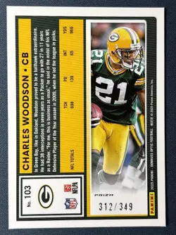 2025 Panini Donruss Optic - Charles Woodson #103 Aqua Prizm /349 - Packers - Image 3