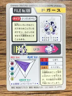 Pokemon Carddass Card Koffing File No.109 Bandai Pocket Monsters 1997 Japan - Image 2