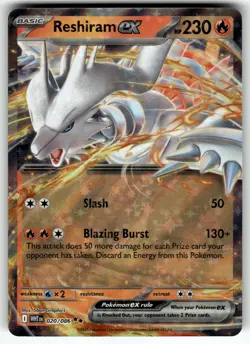Reshiram ex 020/086 SV: White Flare NM Pokemon Card TCG - Image 1