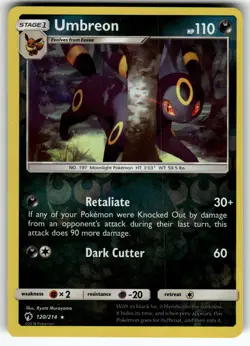 Umbreon 120/214 SM - Lost Thunder LP Pokemon Card TCG - Image 1