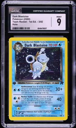 2000 Pokemon Team Rocket 1st Edition Holo Dark Blastoise #3 CGC 9 MINT - Image 1