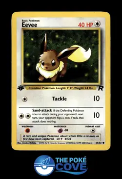 Eevee 55/82 | Team Rocket 1st Edition Pokemon MP | Bottom of Image From Scanner - Image 1