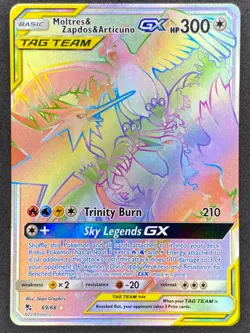Pokemon Moltres & Zapdos & Articuno GX Secret Rare 69/68 HIF Hidden Fates NM - Image 1