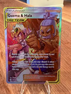 Guzma & Hala 229/236 Cosmic Eclipse Full Art Trainer Tag Team Pokemon TCG NM - Image 1