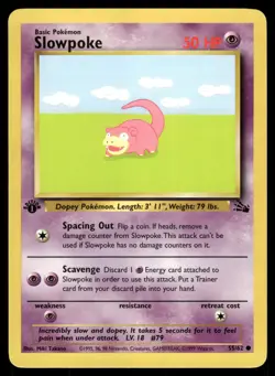 Slowpoke 55/62 Fossil FO Common Non Holo Pokemon LP 1st Edition 1999 - Image 1