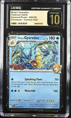 2025 POKEMON DESTINED RIVALS PRERELEASE #049 MISTY'S GYARADOS CGC 10 PRISTINE - Image 1