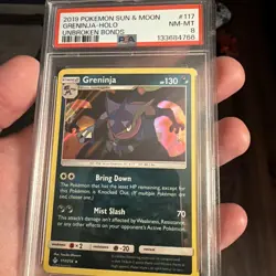 Pokemon Greninja Unbroken Bonds 117/214 Holo Rare PSA 8 💎 - Image 1