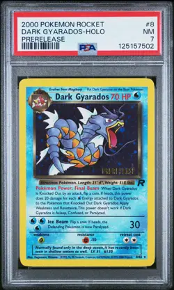 2000 POKEMON ROCKET PRERELEASE #8 DARK GYARADOS-HOLO PSA 7 - Image 1